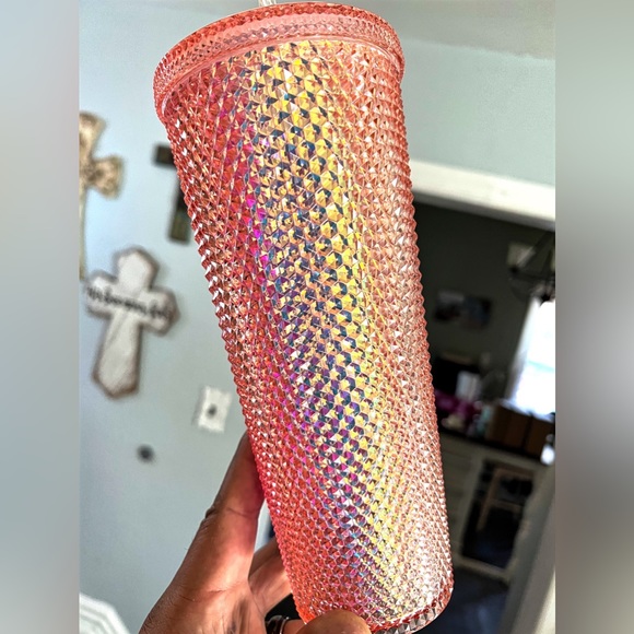 Starbucks Inspired 24oz Coral Bling Studded Tumbler - Picture 2 of 11